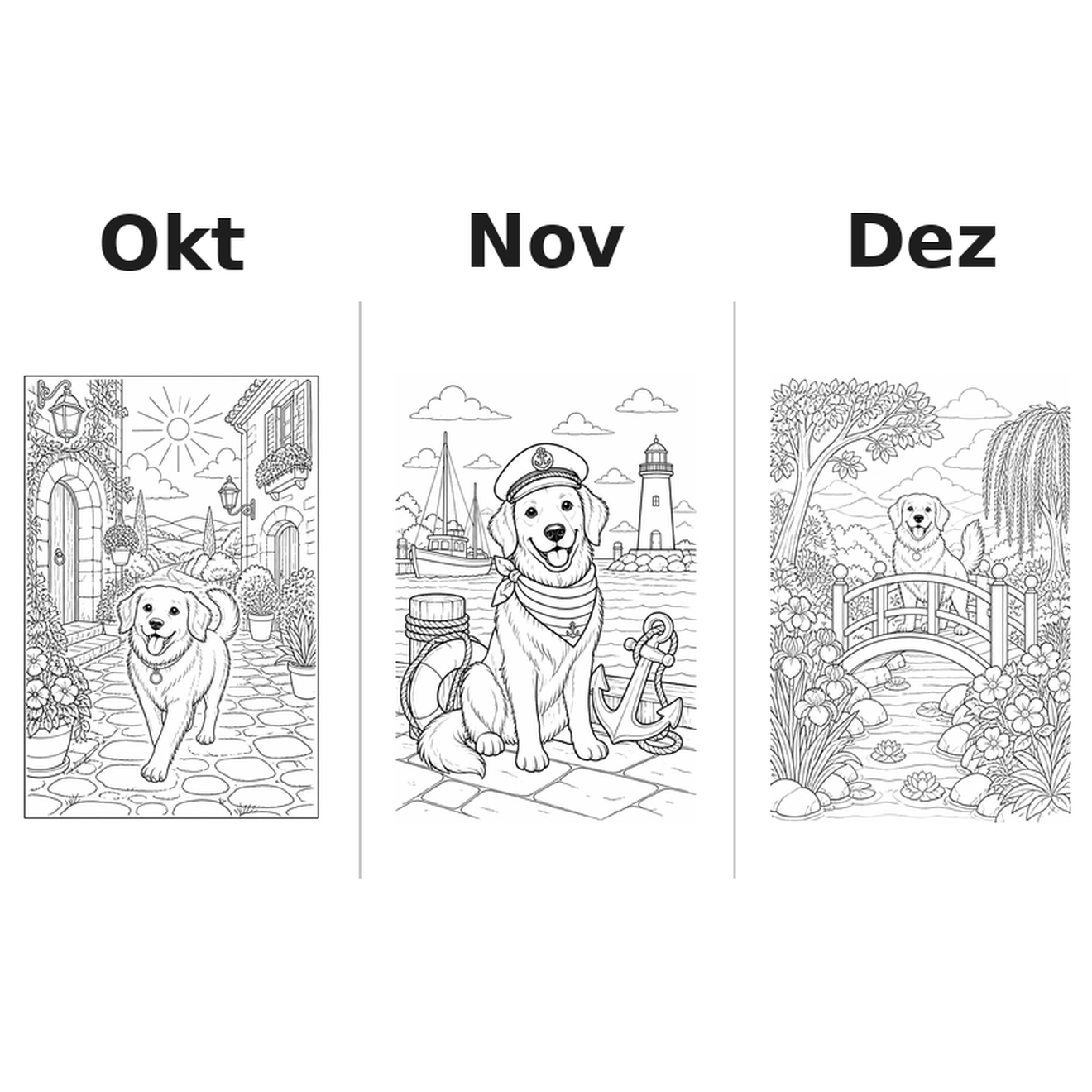 dogs Kalender 2027 Motive Ausmalen 4