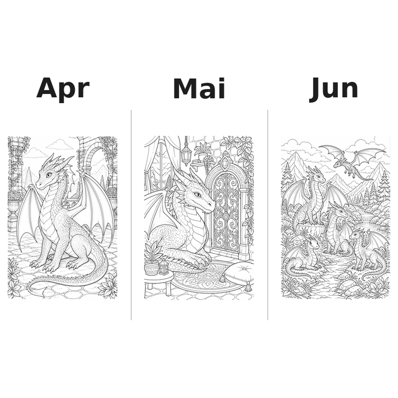 dragons Kalender 2027 Motive Ausmalen 2