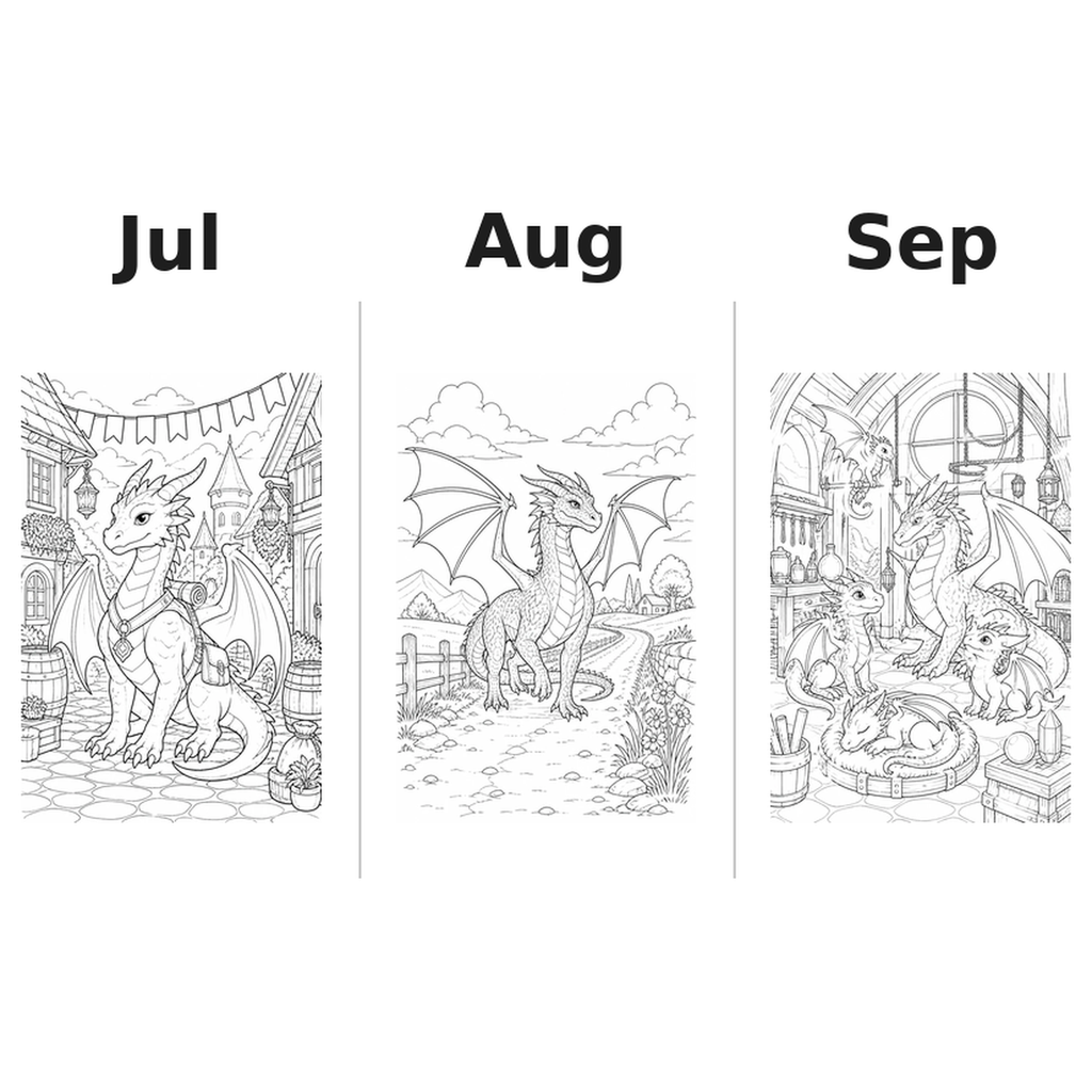 dragons Kalender 2027 Motive Ausmalen 3
