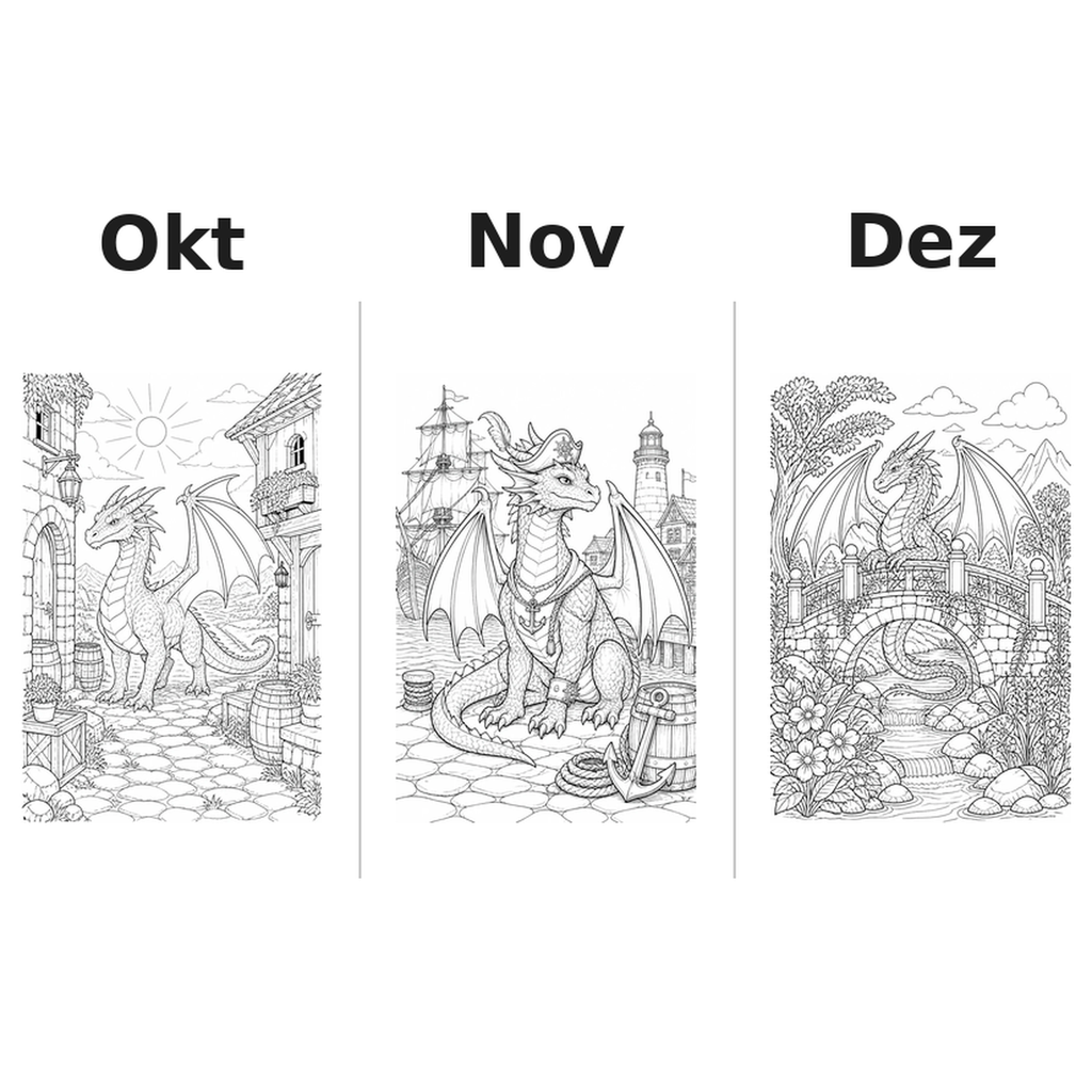 dragons Kalender 2027 Motive Ausmalen 4