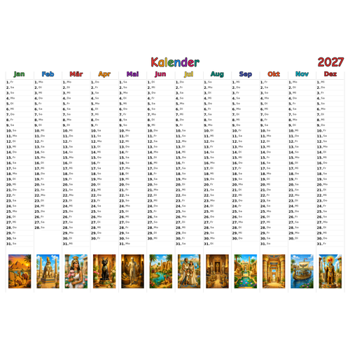 egypt Kalender 2027 ausgemalt