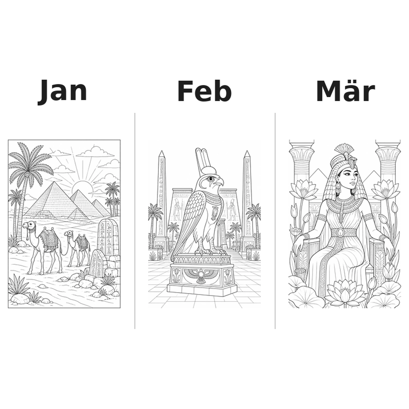 egypt Kalender 2027 Motive Ausmalen 1
