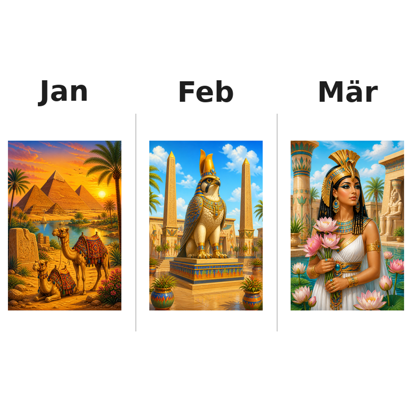 egypt Kalender 2027 Motive ausgemalt 1
