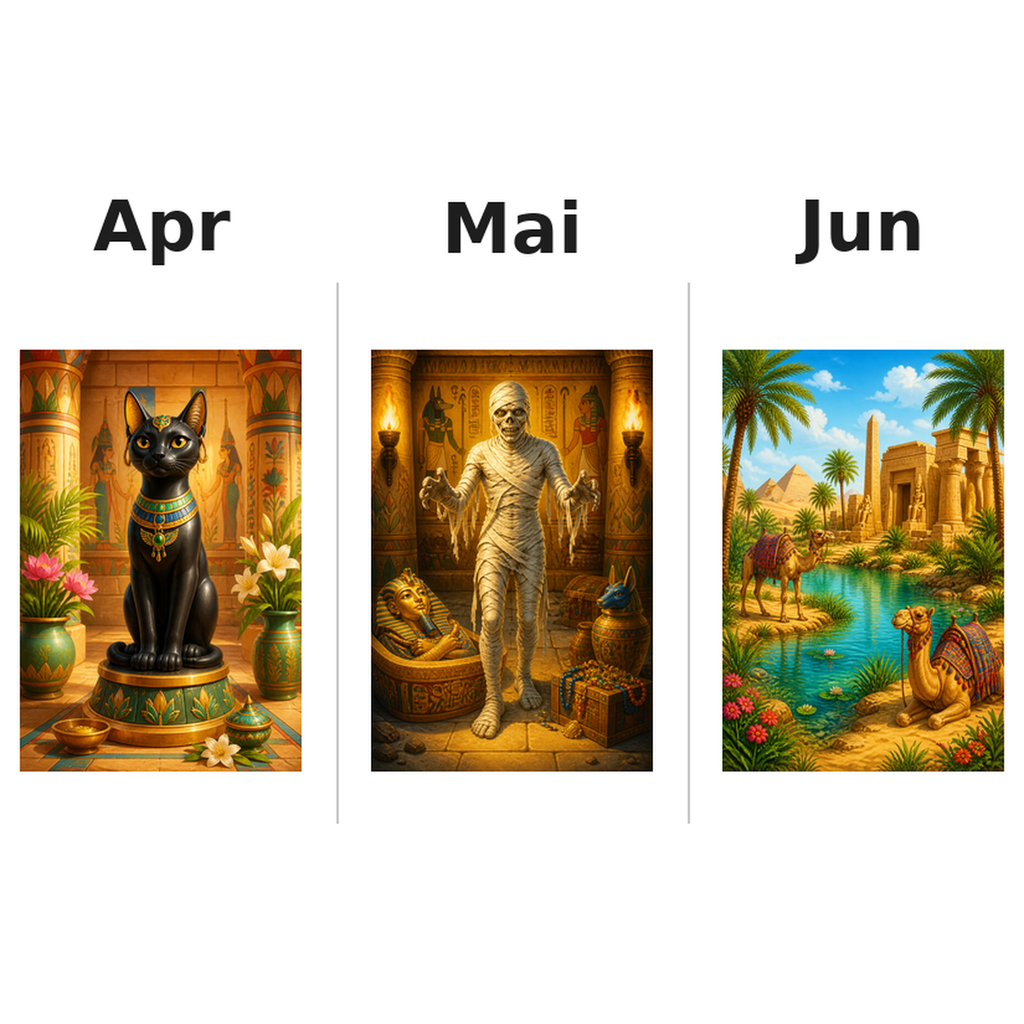 egypt Kalender 2027 Motive ausgemalt 2