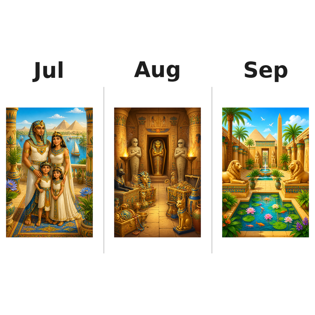 egypt Kalender 2027 Motive ausgemalt 3