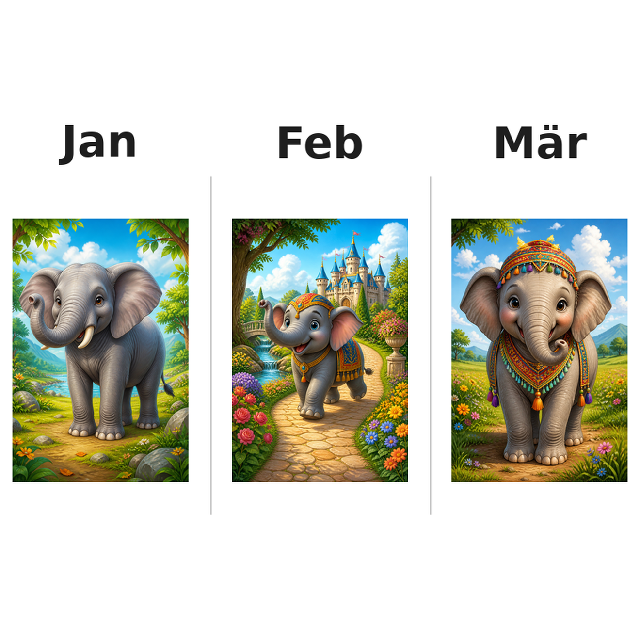 elephants_low Kalender 2027 Motive ausgemalt 1