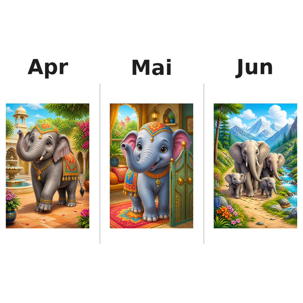 elephants_low Kalender 2027 Motive ausgemalt 2