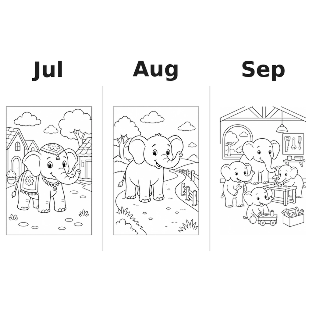 elephants_low Kalender 2027 Motive Ausmalen 3