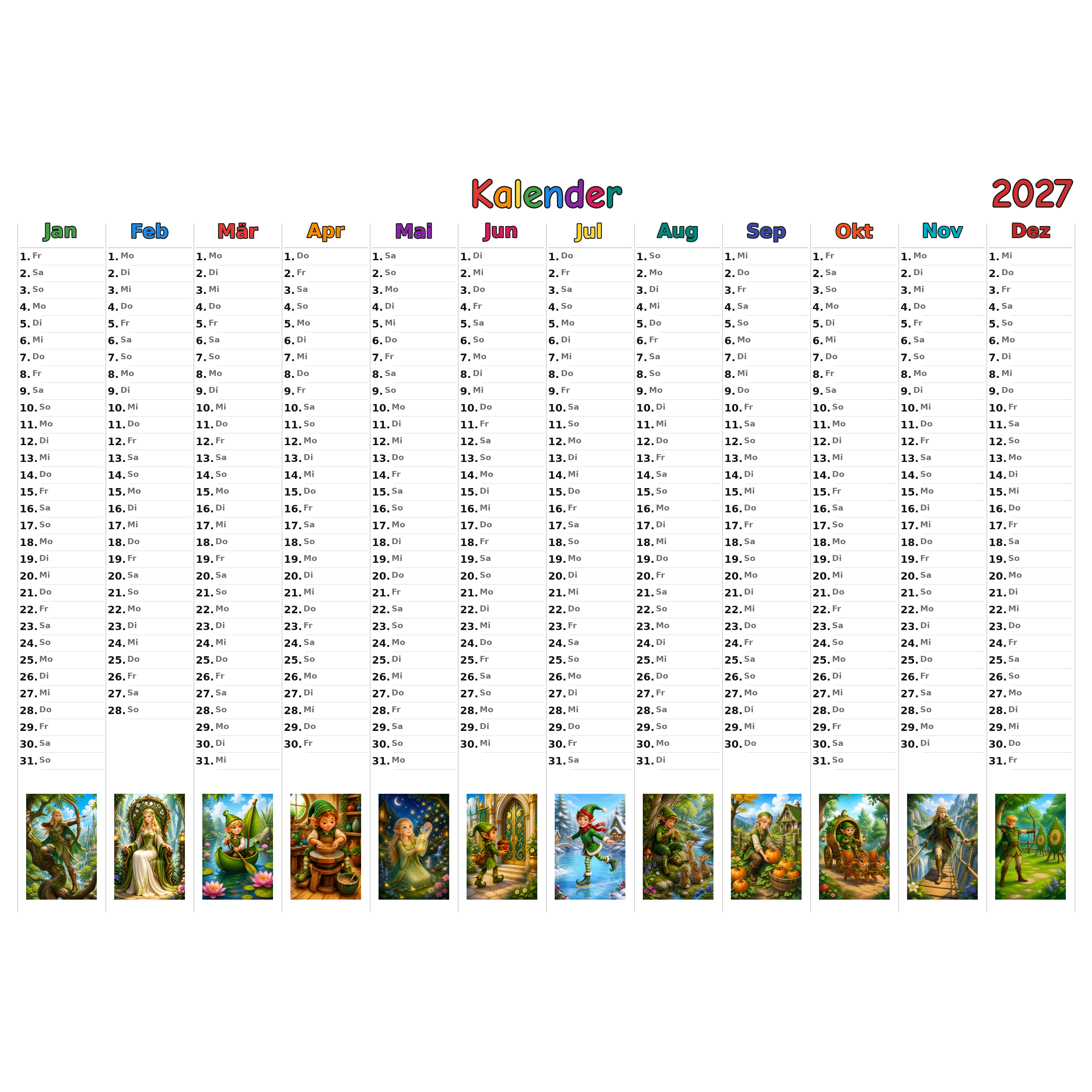 elves_medium Kalender 2027 ausgemalt