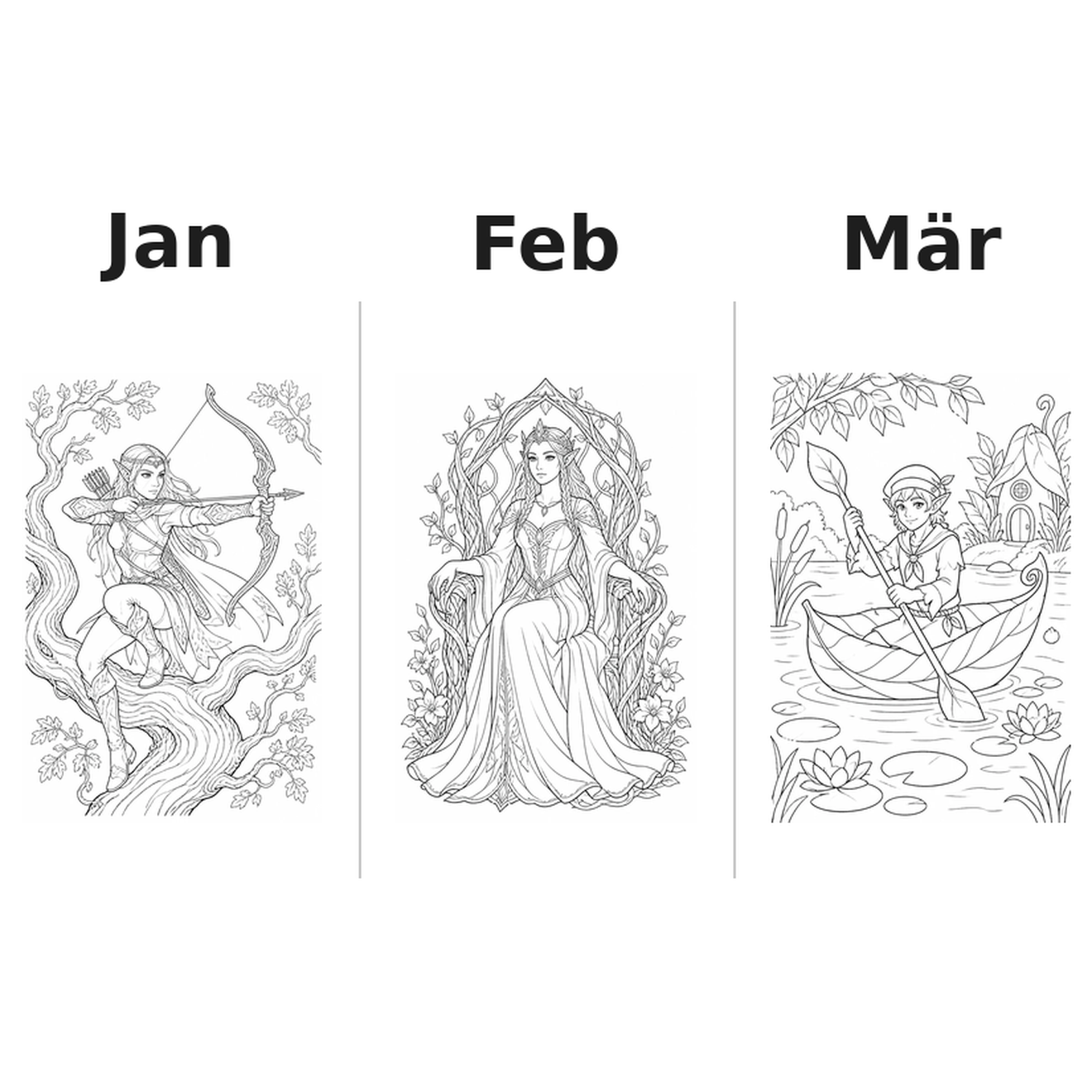 elves_medium Kalender 2027 Motive Ausmalen 1