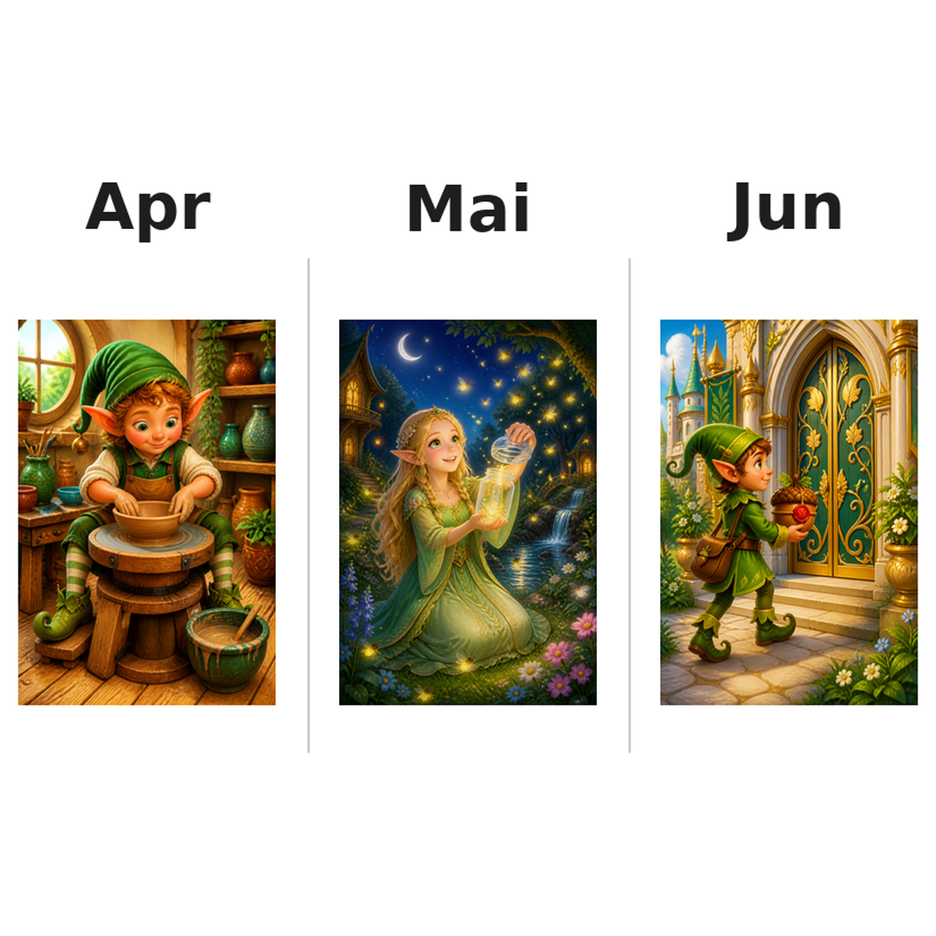 elves_medium Kalender 2027 Motive ausgemalt 2