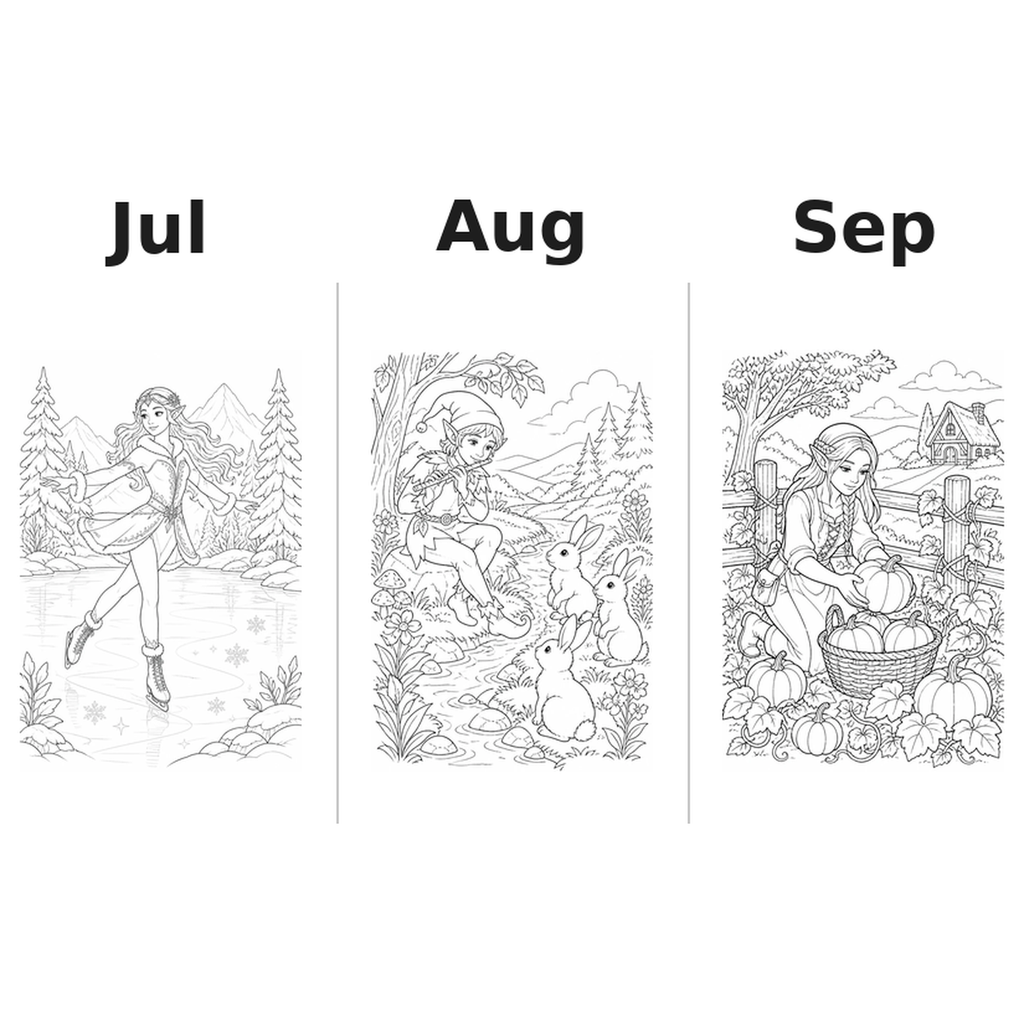 elves_medium Kalender 2027 Motive Ausmalen 3