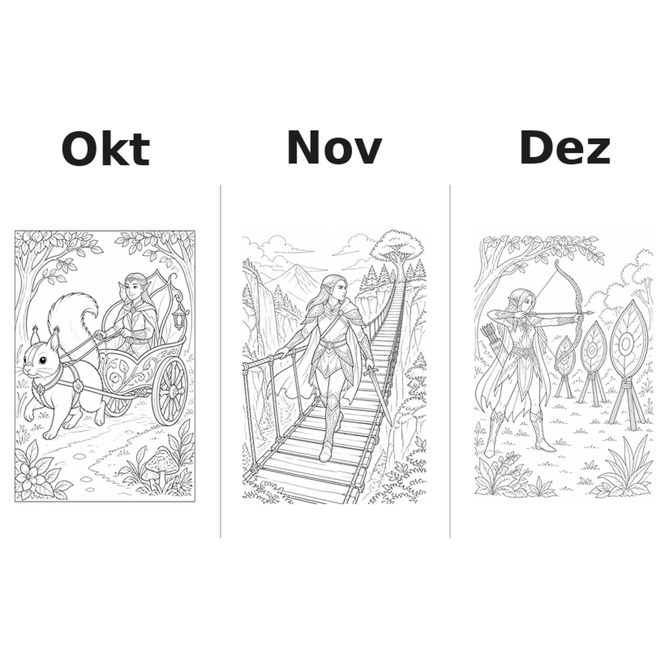 elves_medium Kalender 2027 Motive Ausmalen 4