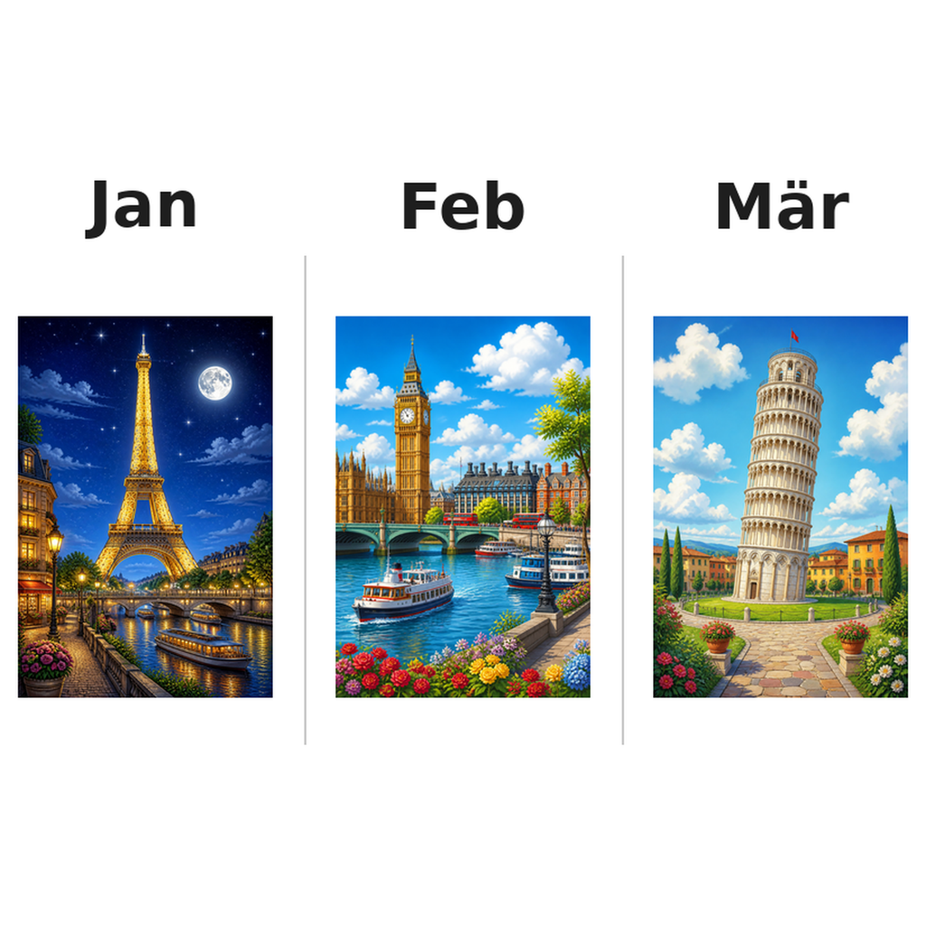 europa Kalender 2027 Motive ausgemalt 1