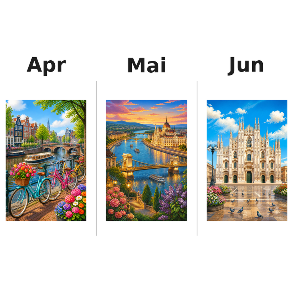 europa Kalender 2027 Motive ausgemalt 2