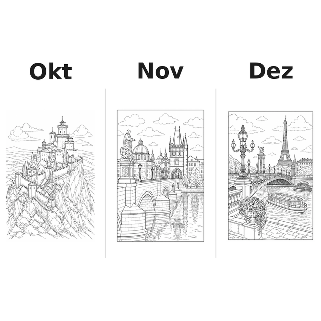europa Kalender 2027 Motive Ausmalen 4