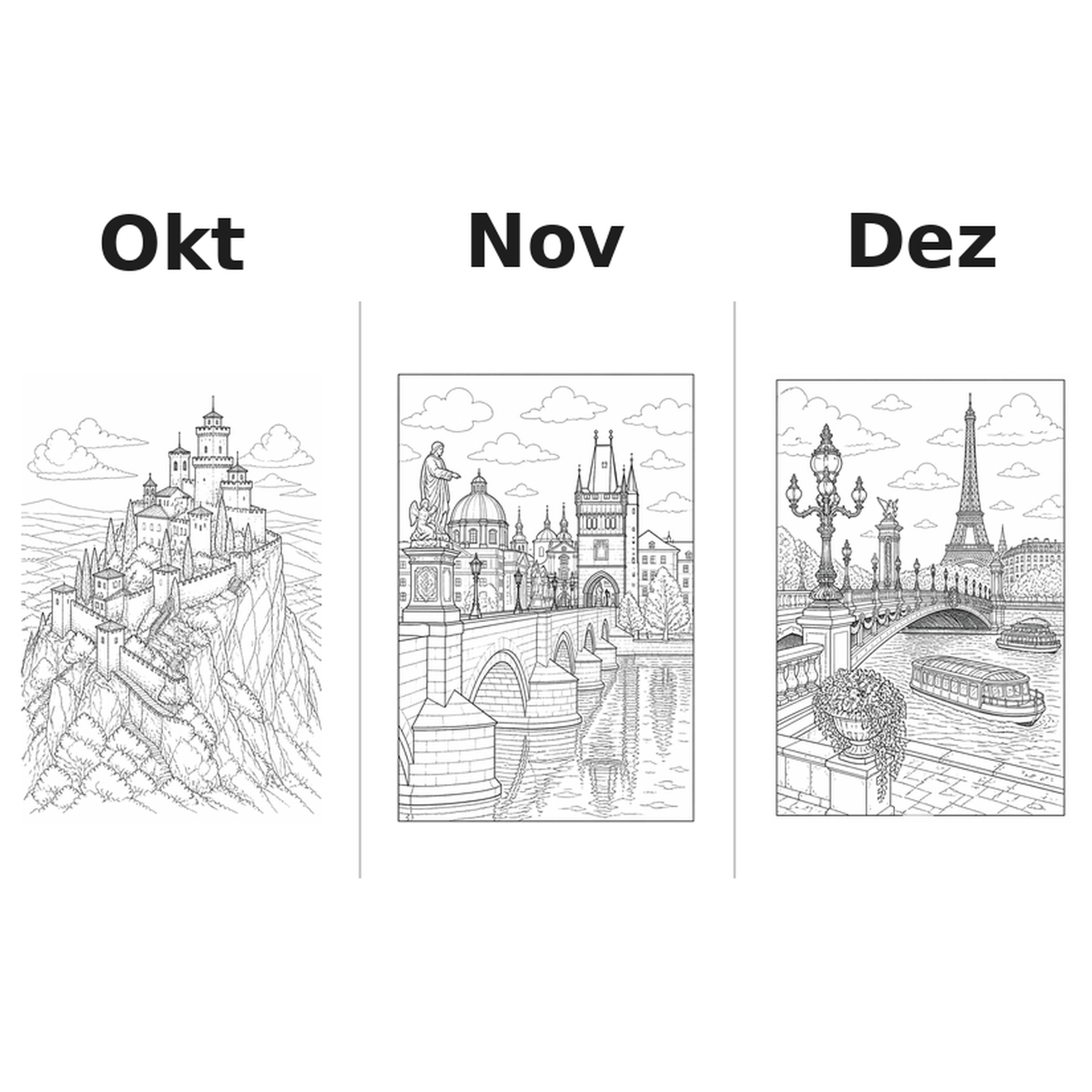europa Kalender 2027 Motive Ausmalen 4
