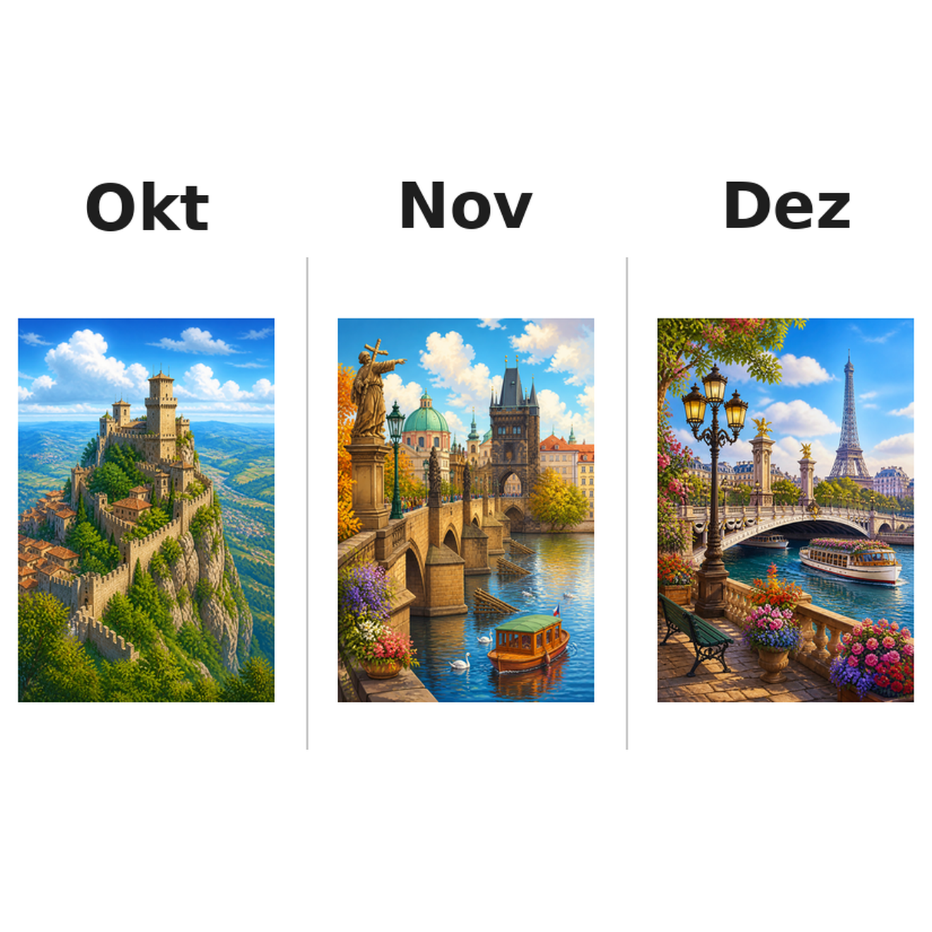 europa Kalender 2027 Motive ausgemalt 4