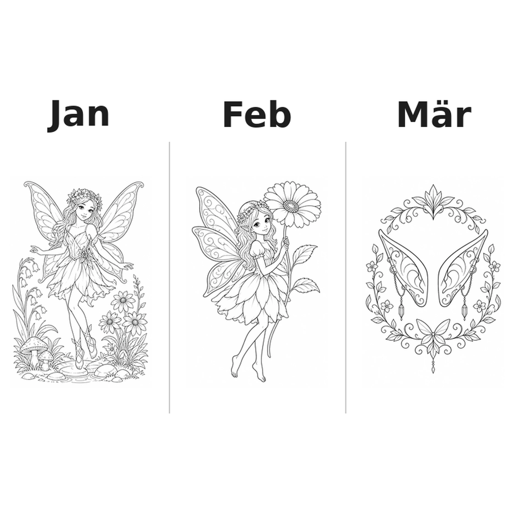 fairies Kalender 2027 Motive Ausmalen 1