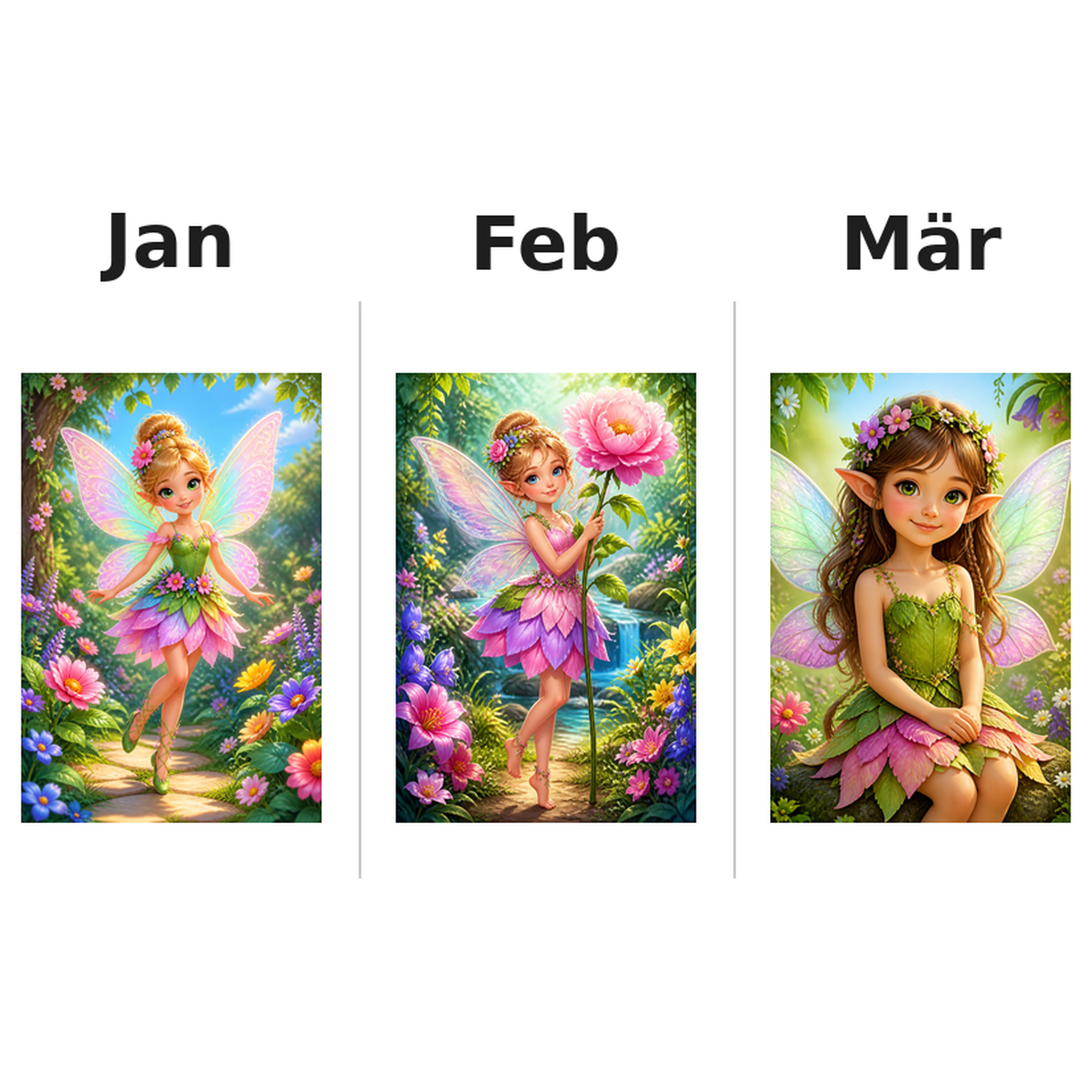 fairies Kalender 2027 Motive ausgemalt 1