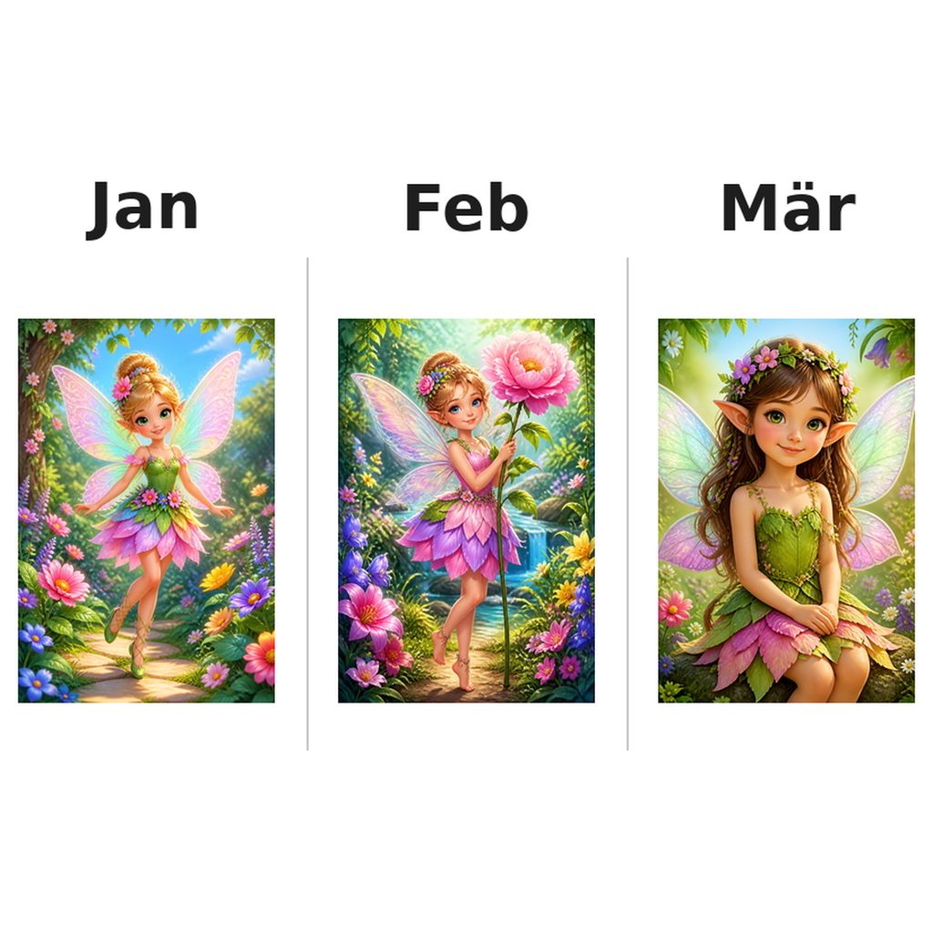 fairies Kalender 2027 Motive ausgemalt 1