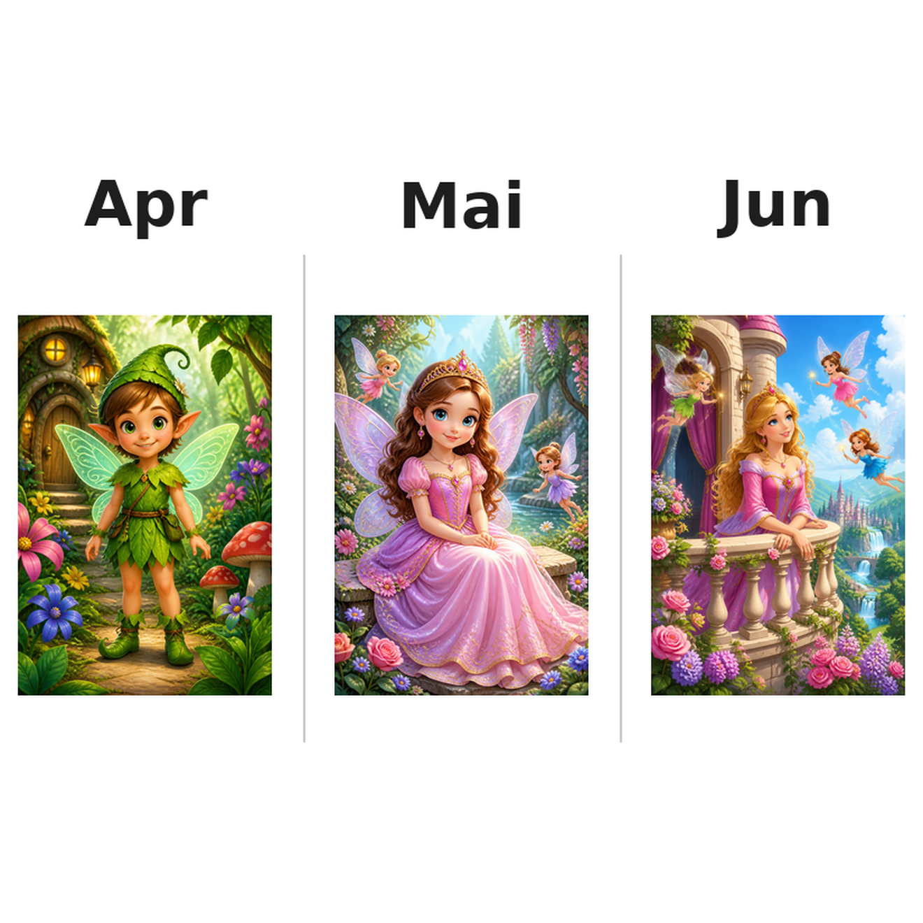 fairies Kalender 2027 Motive ausgemalt 2