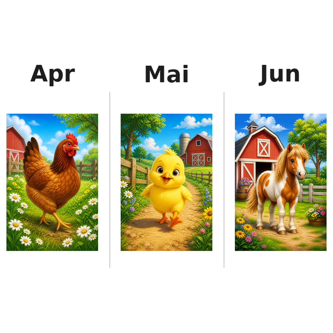 farm_animals Kalender 2027 Motive ausgemalt 2