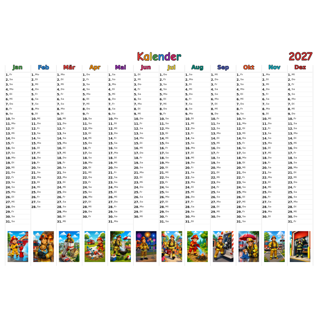 firefighter_comic_style_low Kalender 2027 ausgemalt