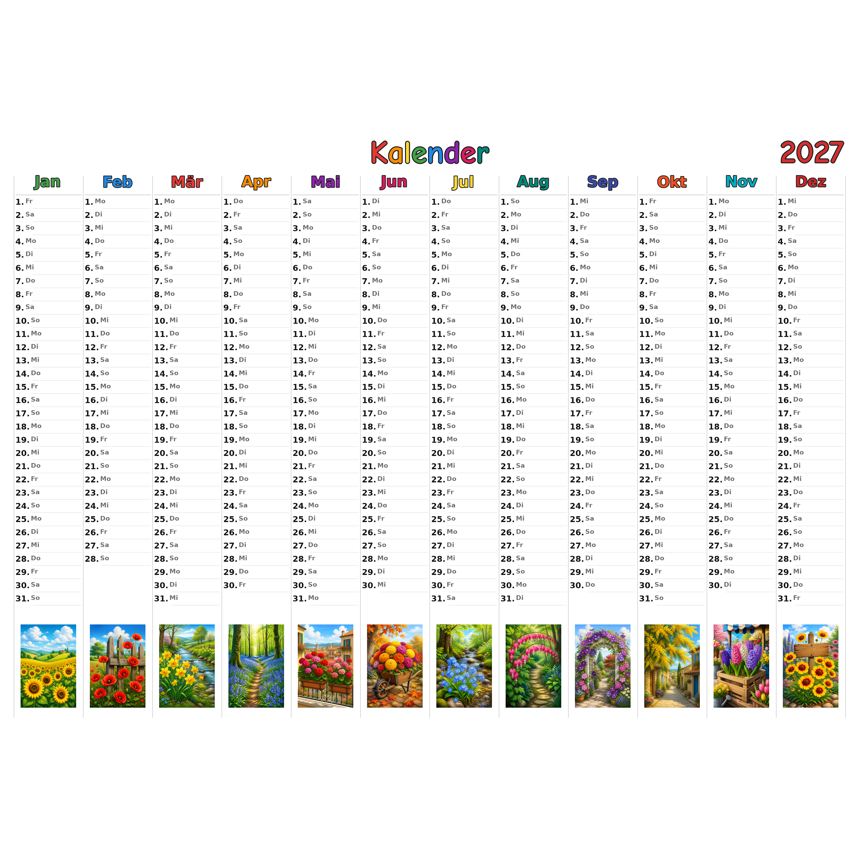 flowers_medium Kalender 2027 ausgemalt