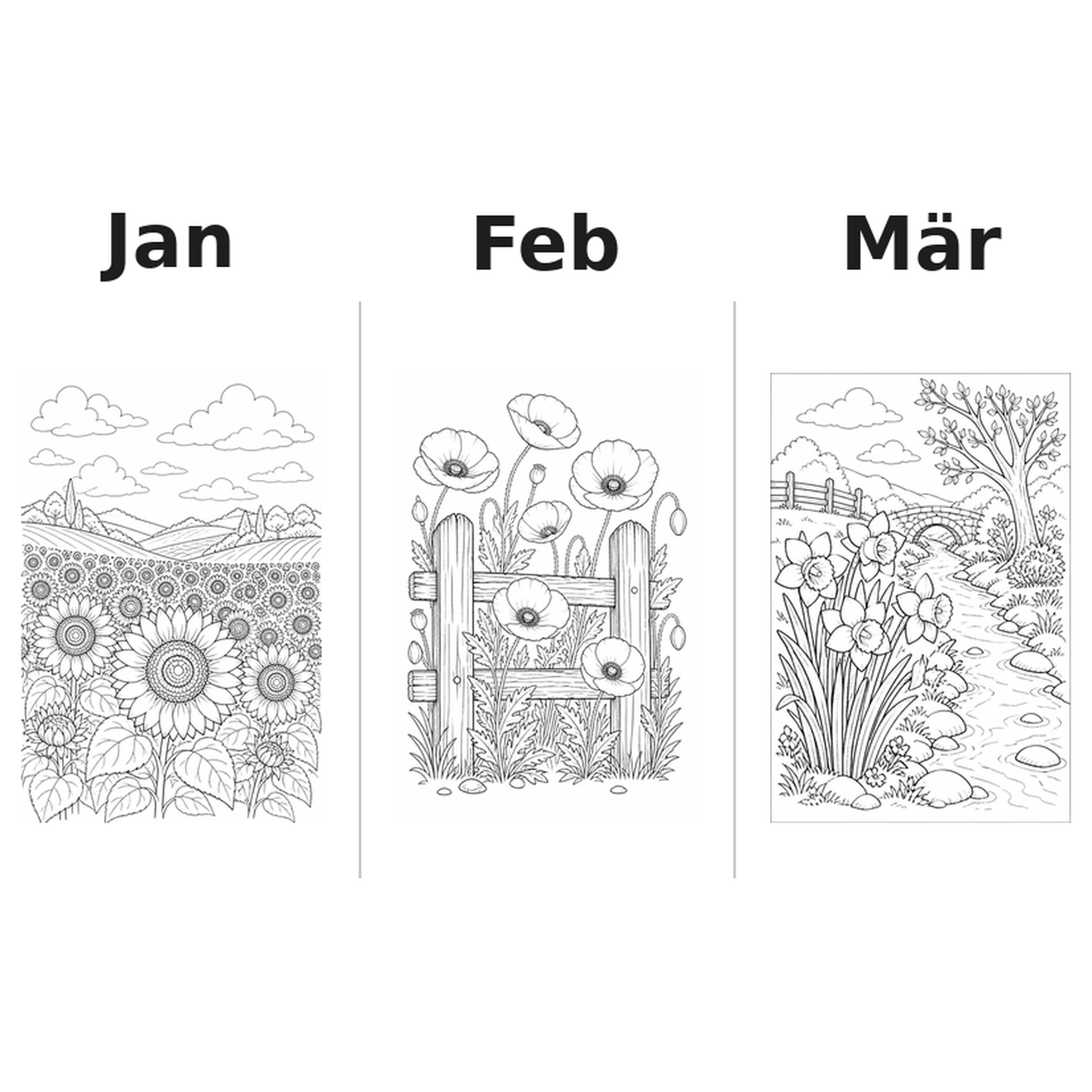 flowers_medium Kalender 2027 Motive Ausmalen 1