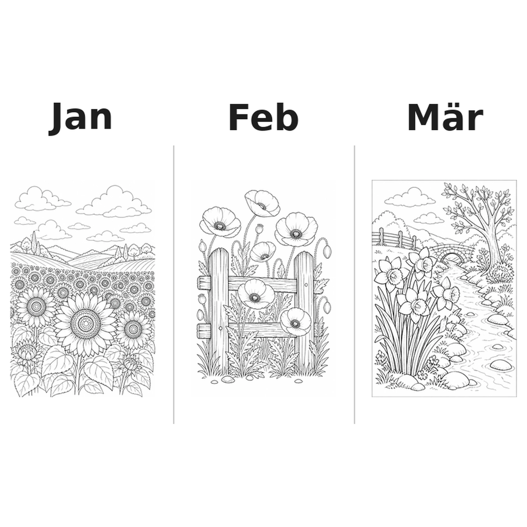 flowers_medium Kalender 2027 Motive Ausmalen 1