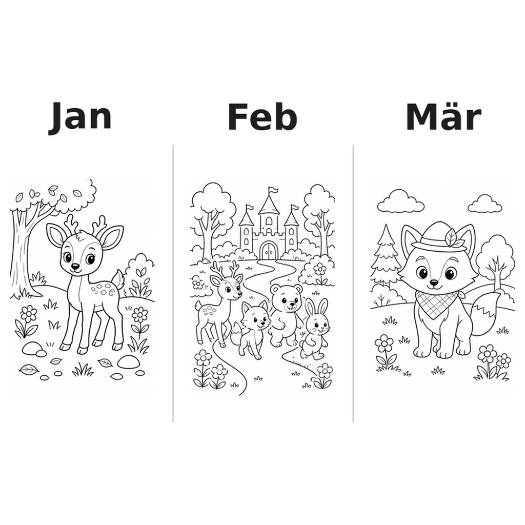 forest_animals Kalender 2027 Motive Ausmalen 1