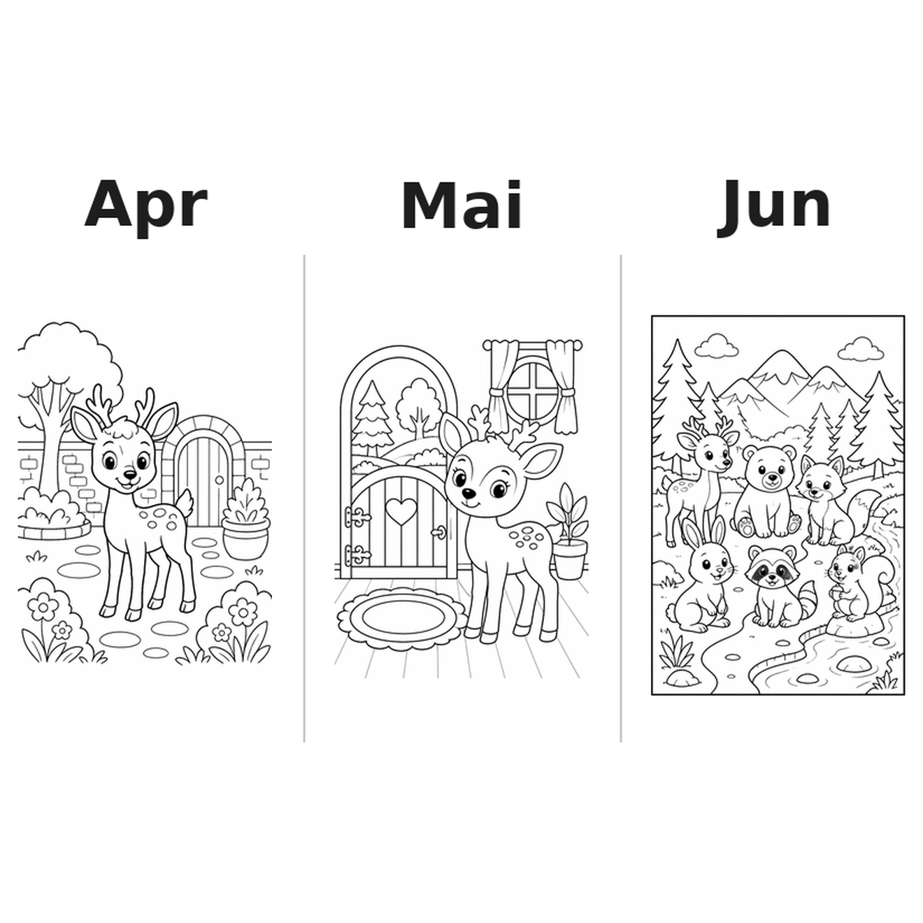 forest_animals Kalender 2027 Motive Ausmalen 2