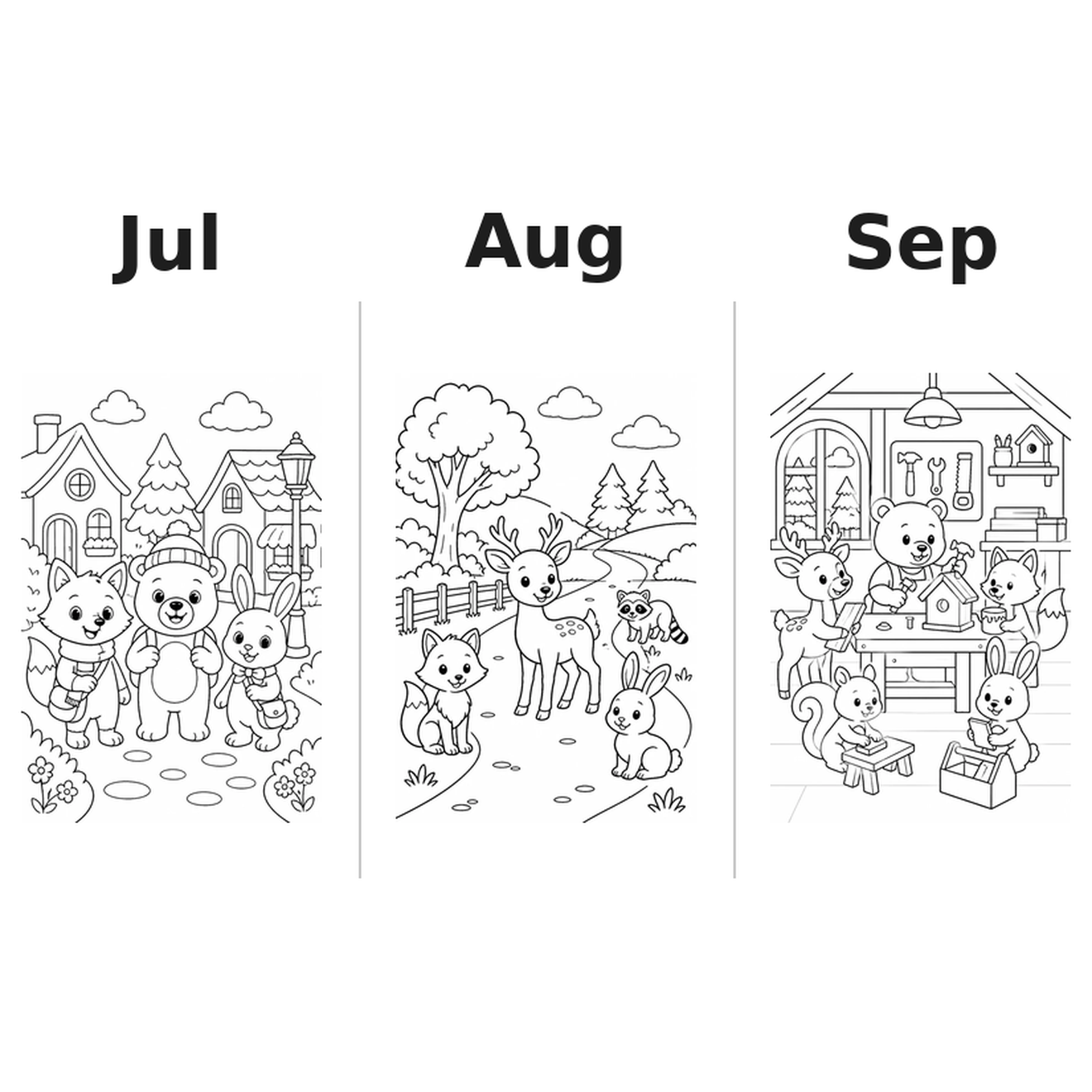 forest_animals Kalender 2027 Motive Ausmalen 3