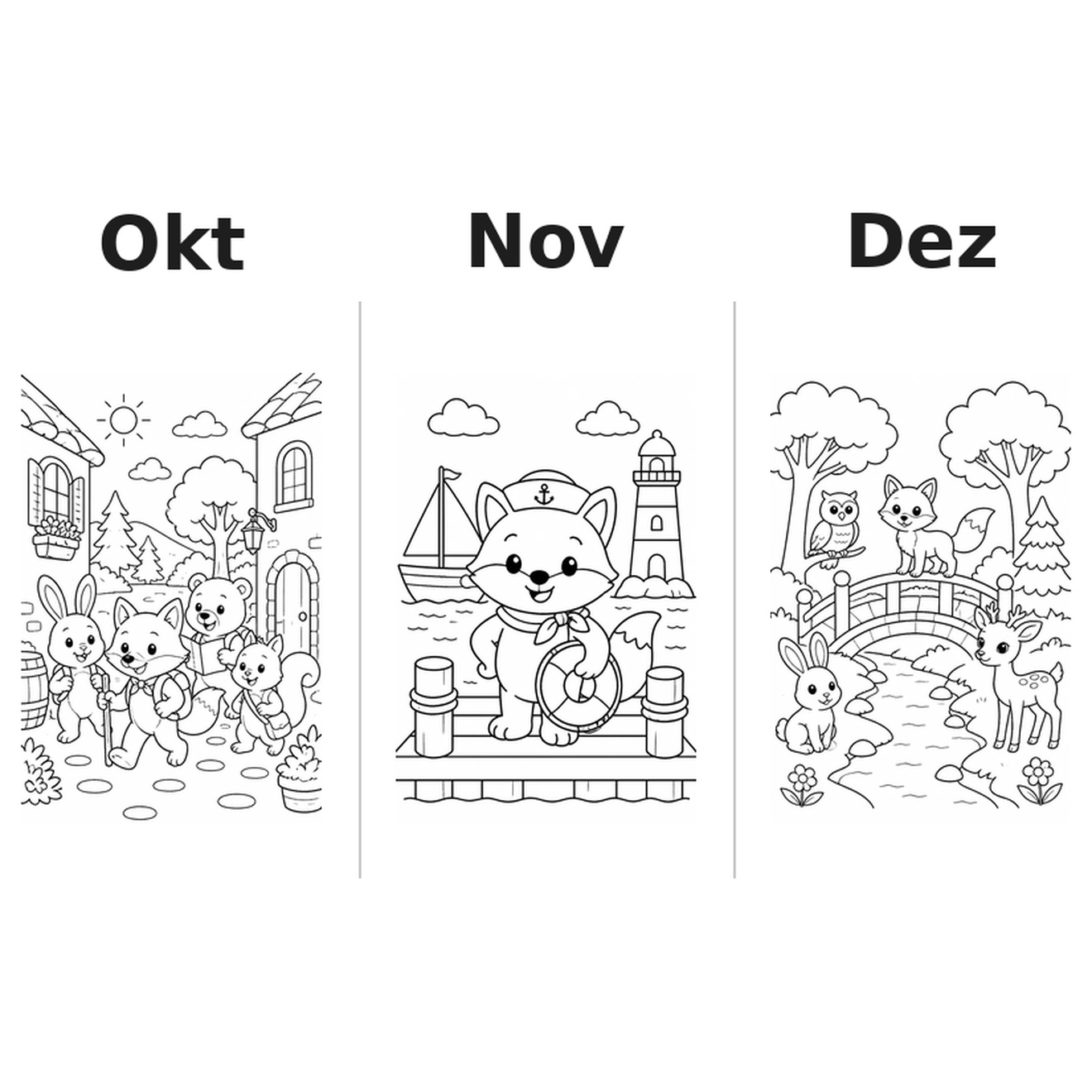 forest_animals Kalender 2027 Motive Ausmalen 4