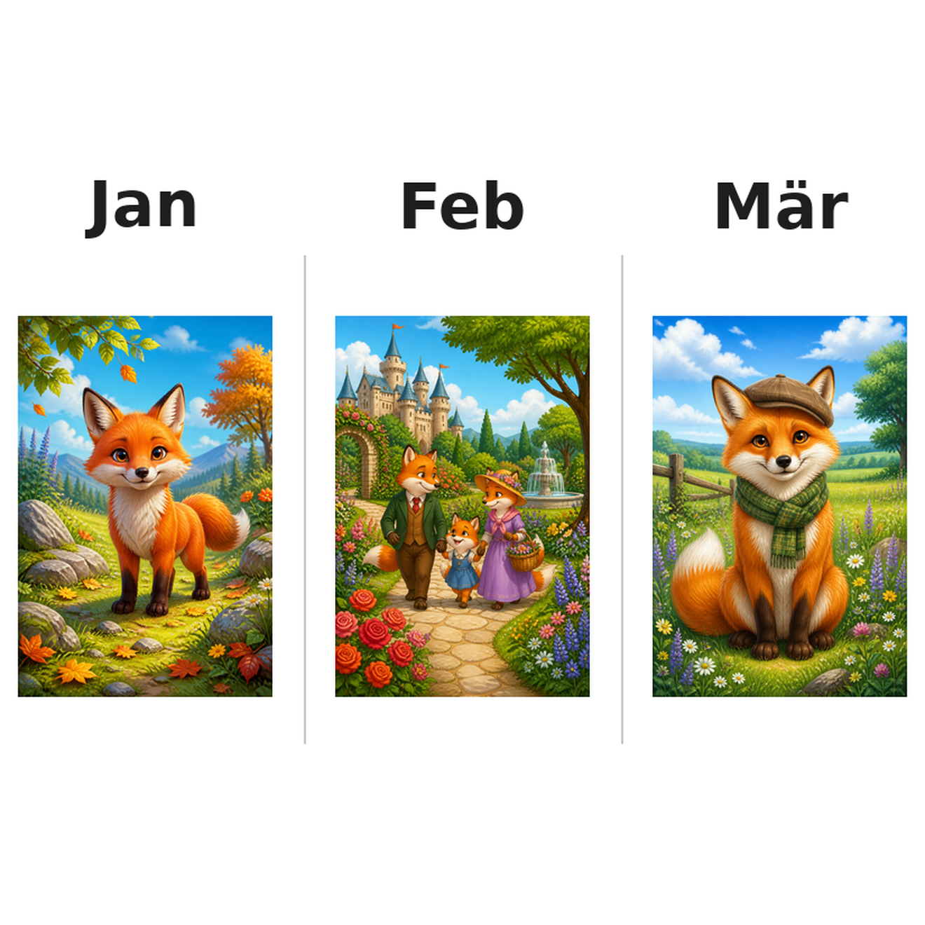 foxes_low Kalender 2027 Motive ausgemalt 1
