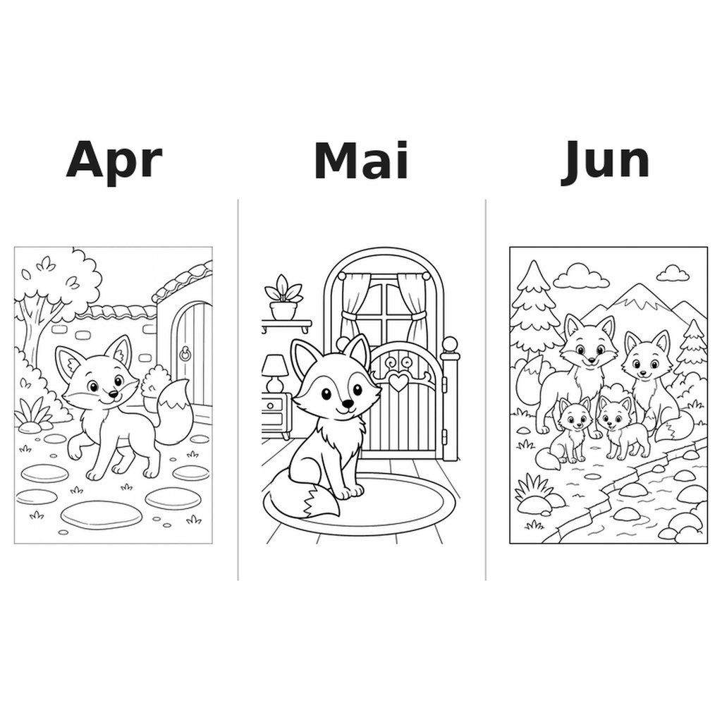 foxes_low Kalender 2027 Motive Ausmalen 2