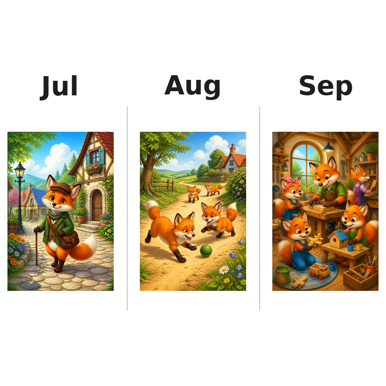 foxes_low Kalender 2027 Motive ausgemalt 3