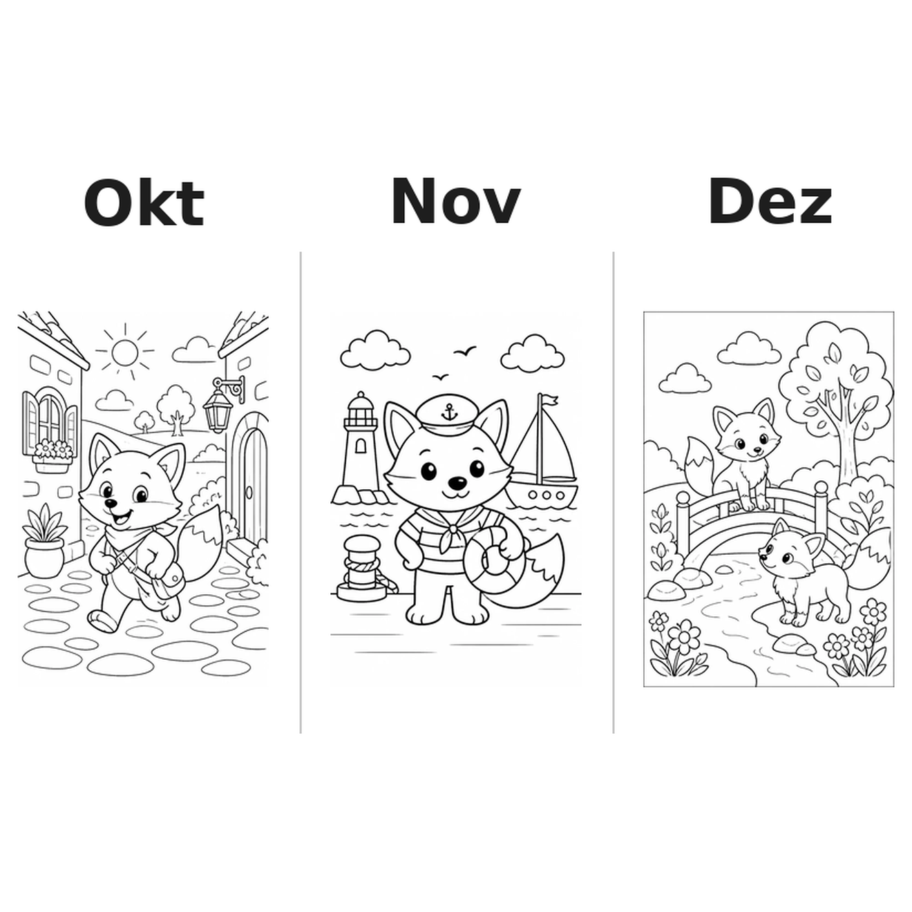 foxes_low Kalender 2027 Motive Ausmalen 4