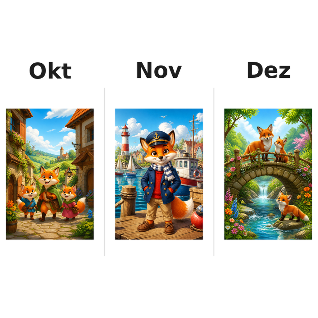foxes_low Kalender 2027 Motive ausgemalt 4