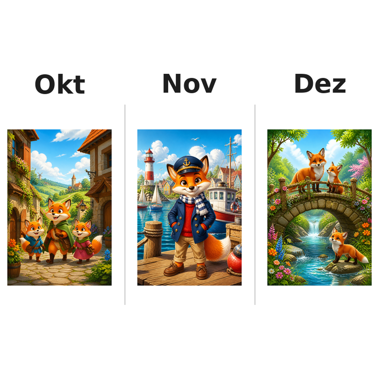 foxes_low Kalender 2027 Motive ausgemalt 4