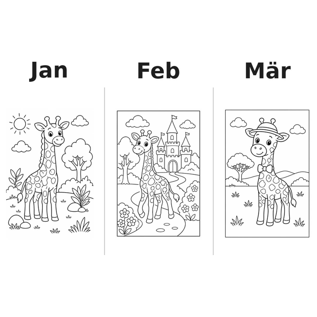 giraffes_low Kalender 2027 Motive Ausmalen 1