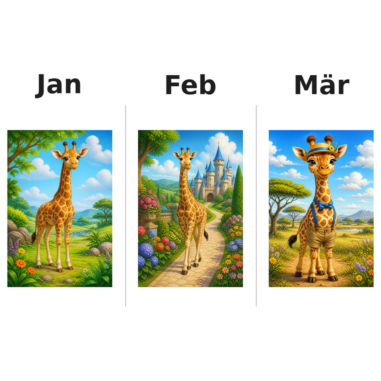 giraffes_low Kalender 2027 Motive ausgemalt 1