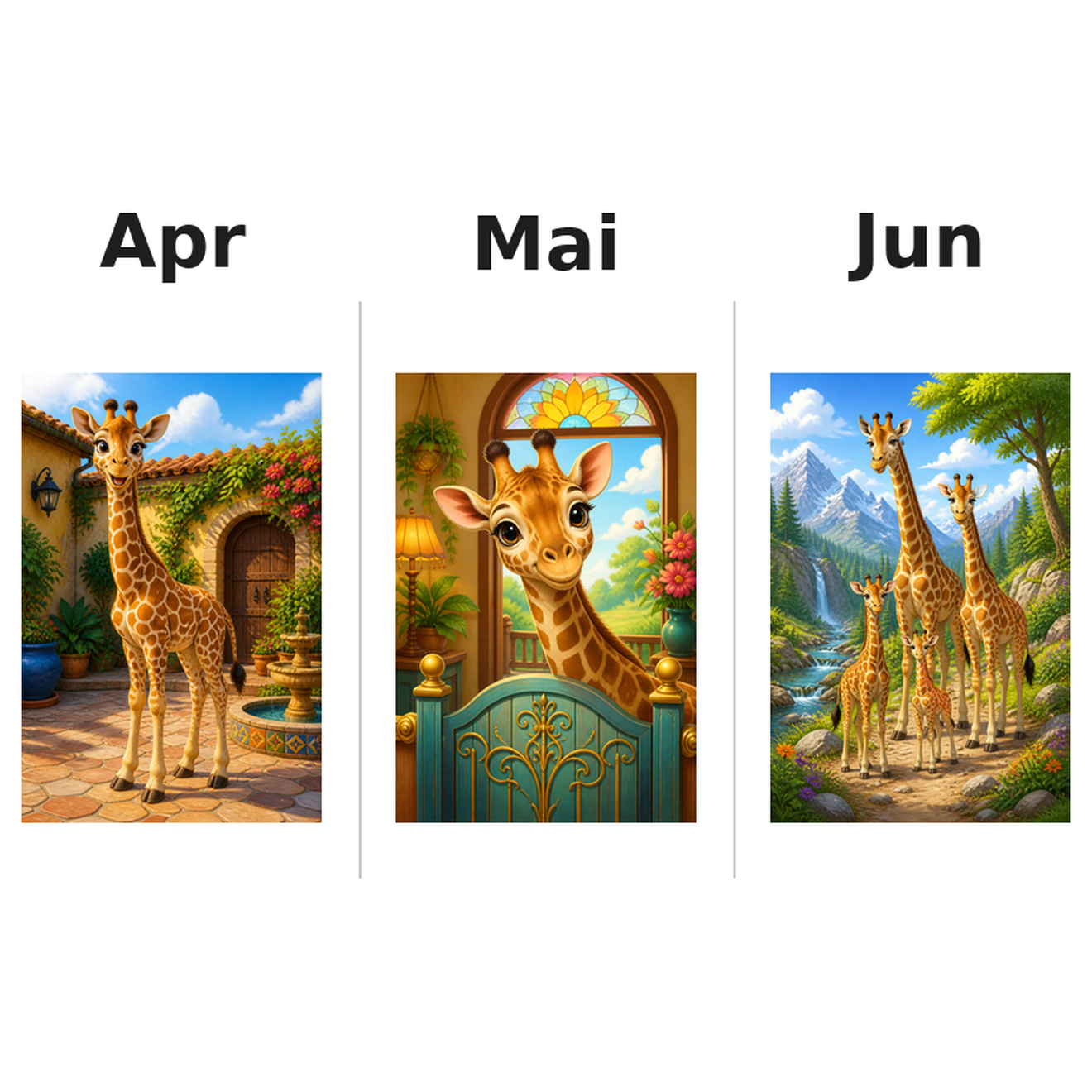giraffes_low Kalender 2027 Motive ausgemalt 2