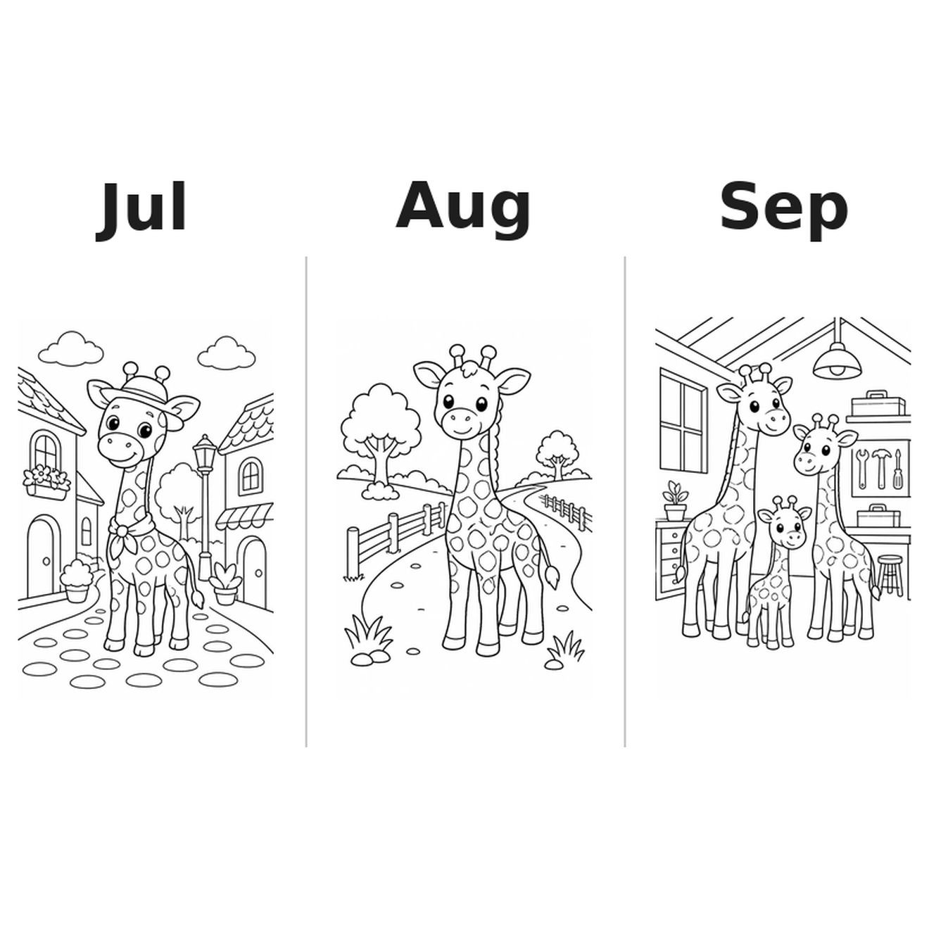 giraffes_low Kalender 2027 Motive Ausmalen 3