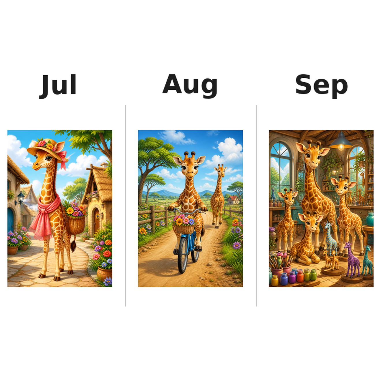 giraffes_low Kalender 2027 Motive ausgemalt 3