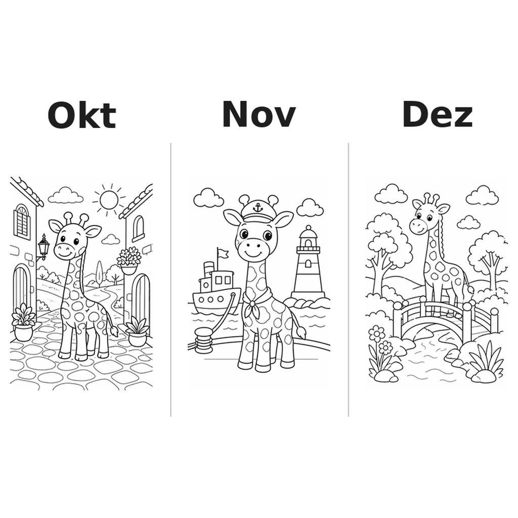giraffes_low Kalender 2027 Motive Ausmalen 4