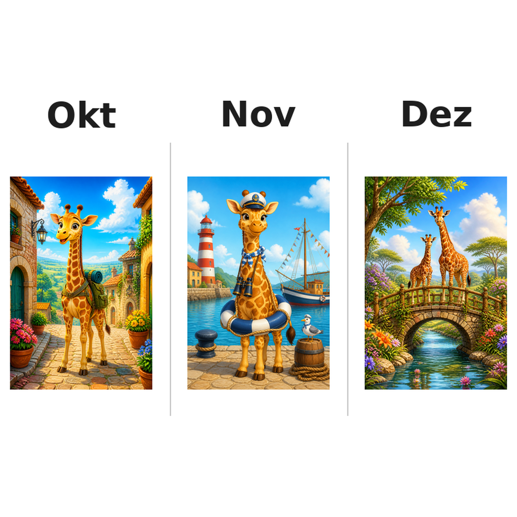giraffes_low Kalender 2027 Motive ausgemalt 4