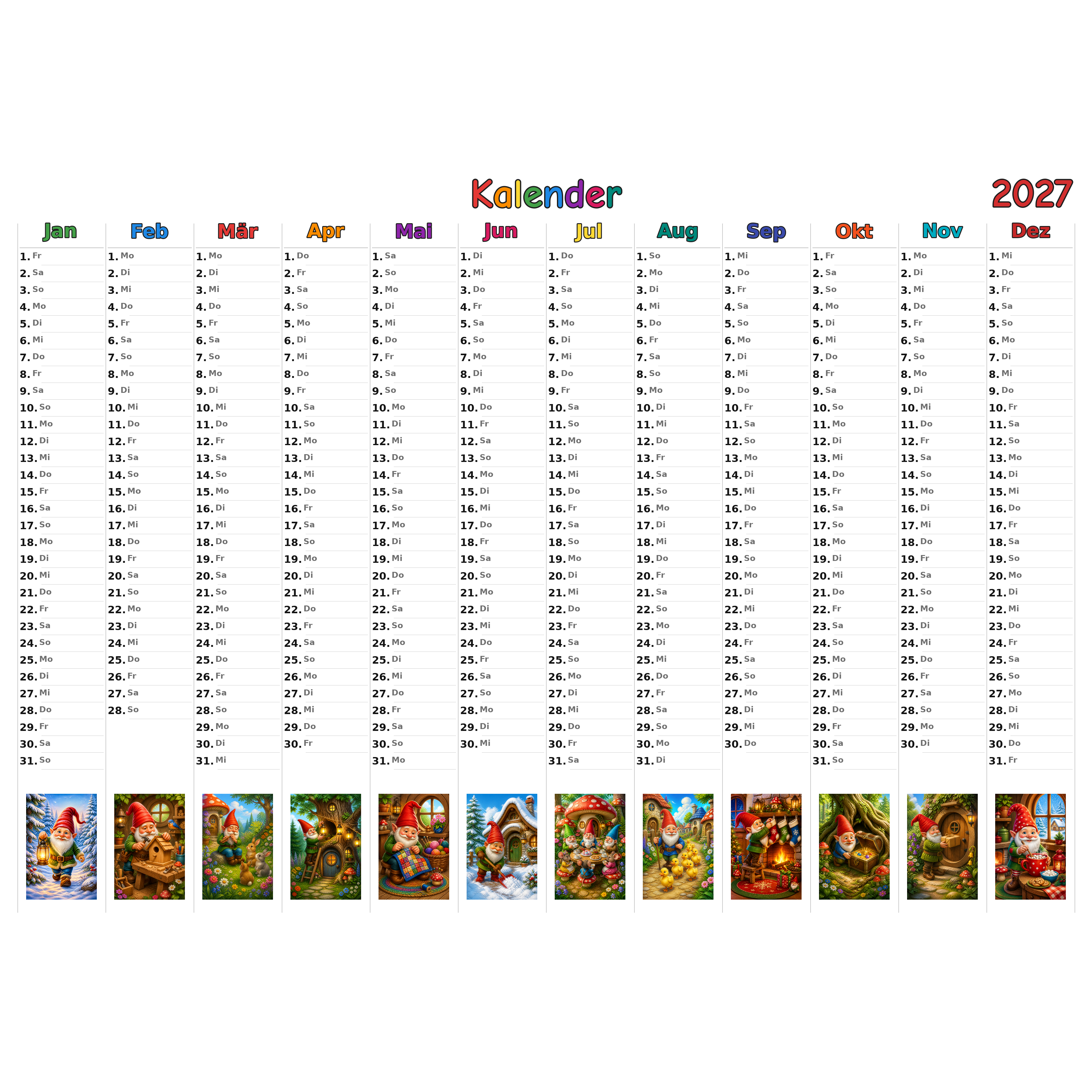 gnomes_medium Kalender 2027 ausgemalt