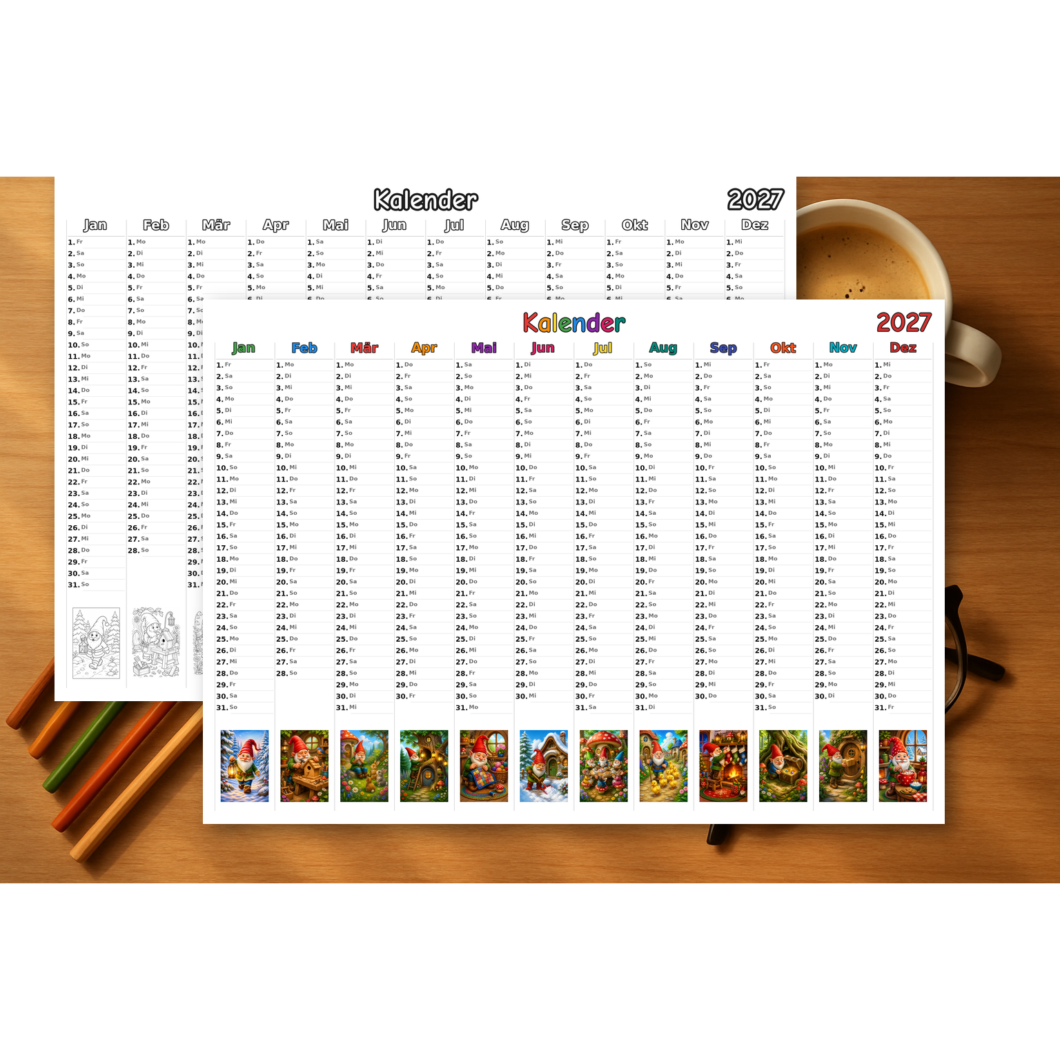 gnomes_medium Kalender 2027 Mockup
